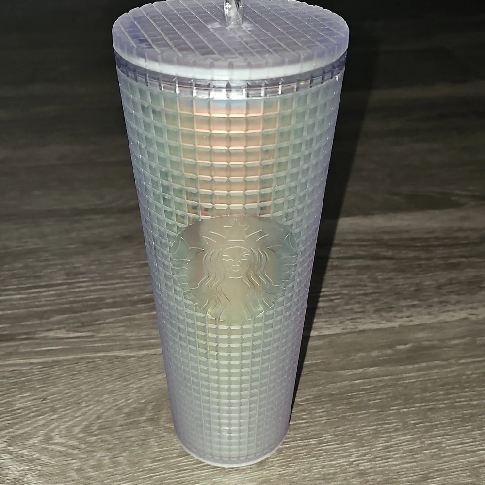 Starbucks nwts Tumbler cup. Irredescent. Grid pattern